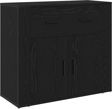vidaXL Sideboard in Schwarz und Eichen-Optik, modernes Design aus Holzwerkstoff, B/T/H: 80 x 33 x 70 cm