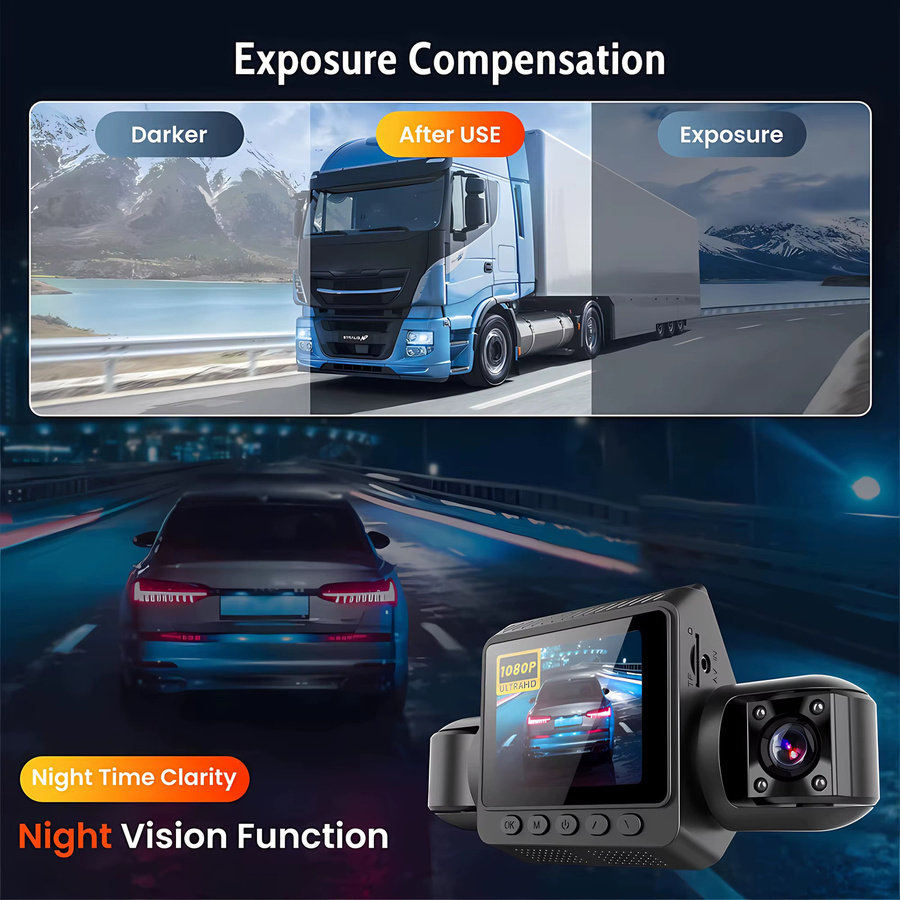USEEBEE 4-Kamera-Dashcam mit WLAN, 1080P Full HD Videorekorder für Front- und Rückansicht, 360 Grad Sicht und Nachtsicht, Schwarz - Bild 4
