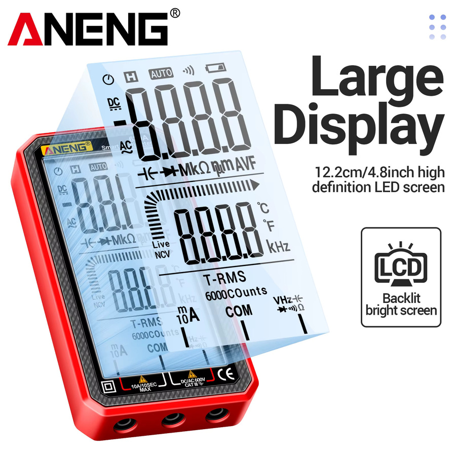 ANENG 620A Digital Multimeter mit 6000 Counts für AC/DC Spannung, Strom bis 10A, Widerstand, Kondensator und Diodenmessung - Bild 2