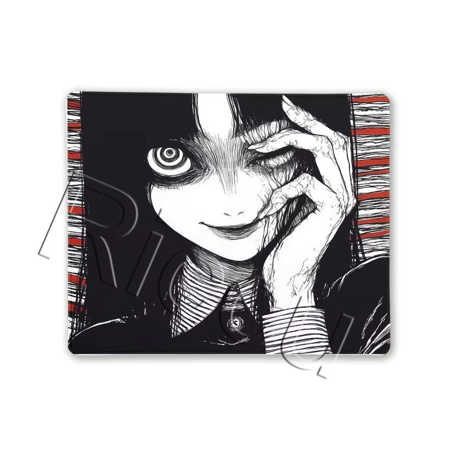 Riccu Gaming Mauspad Horror-Anime-Mädchen in Schwarz-Weiß für PC und Laptop - Bild 2
