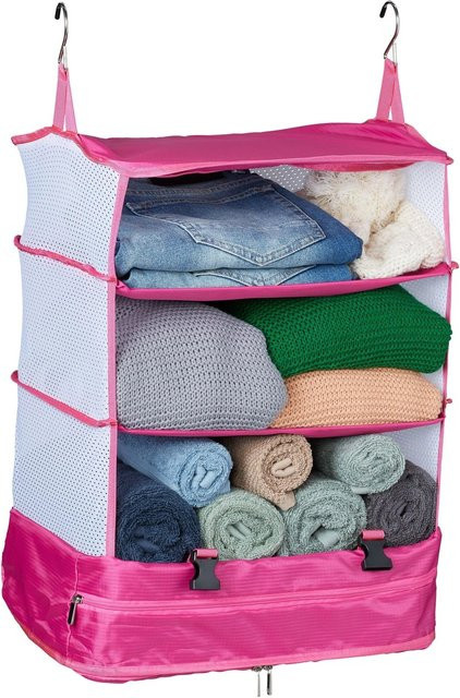 Relaxdays Gepäck-Organizer zum Hängen mit 4 Fächern aus Polyester in Rot, faltbar, B/T/H: 55 x 44 x 30 cm - Bild 1