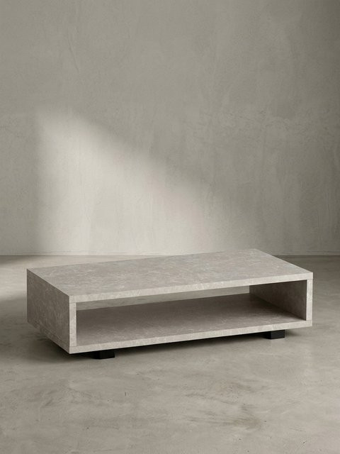 Moderner Couchtisch von KADIMA DESIGN in Steinoptik mit Stauraum, Beige, B/T/H: 100 x 50 x 25 cm - Bild 1
