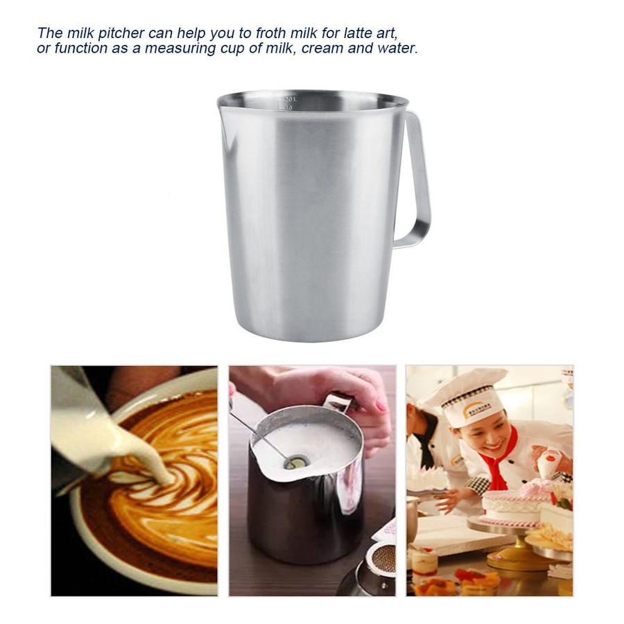 Milchaufschäumkrug aus Edelstahl von mfySpace in Silber, 2000 ml Messbecher für Latte Art und Kaffee - Bild 2