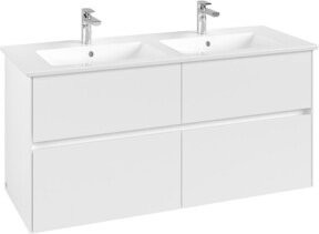 V&B Waschtischunterschrank Collaro in White Matt mit mittigem Waschtisch, B/T/H: 126,1 x 48,0 x 48,0 cm - Bild 1