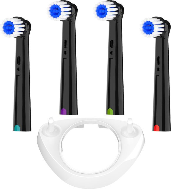 eelhoe 4er-Pack Sensitive Care Ersatzbürstenköpfe und Zahnbürstenkopfhalter in Weiß, kompatibel mit Oral B Elektrische Zahnbürste 1000 und 7500 - Bild 1