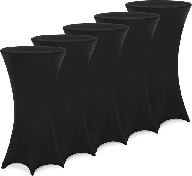 5er-Set Stehtischhusse Detex in Schwarz, elastisch und waschbar, Durchmesser: 60 cm - Bild 1