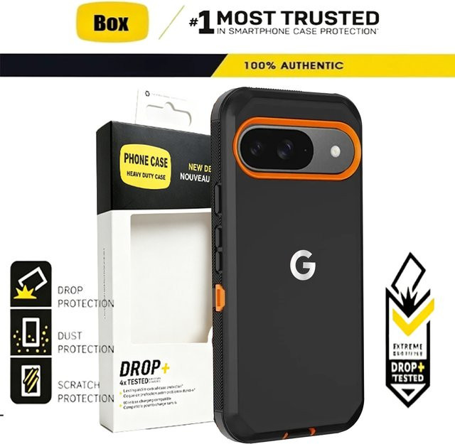 3in1 Militär-Schutzhülle OTT-BOX Defender mit verstärktem Fallschutz und G-Logo für Google Pixel 11 Pro XL, Pixel 10A und Pixel 9A in Schwarz - Bild 1