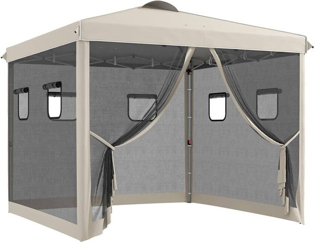 Outsunny Pavillon beige mit Fenster aus Polyester und Stahl B/T/H: 297 x 297 x 287 cm - Bild 1