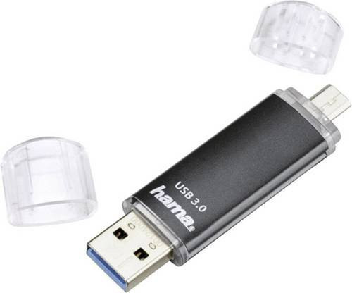 Hama Laeta Twin USB-Stick mit 32 GB in Schwarz, USB 3.2 Gen 1 mit Micro-USB und USB-A Anschluss - Bild 1