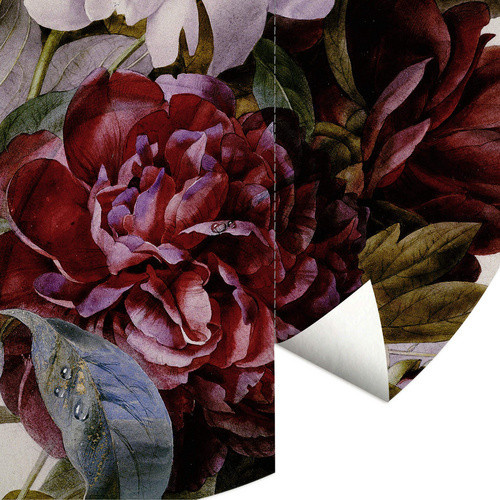 K&L Wall Art Vliestapete Runde Vliestapete Redoute Rosen Pfingstrosen mehrfarbig matt - Bild 3