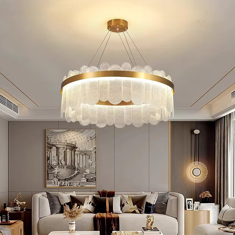 HomeLover Moderner LED Kronleuchter aus Gold Metall und Kristallglas für Esszimmer und Hotel Lobby - Bild 2