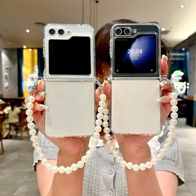 SUNWARD Transparente TPU Handyhülle mit Perlenarmband für Samsung Galaxy Z Flip 7 FE, Flip 6, 5, 4, 3 5G - Bild 1
