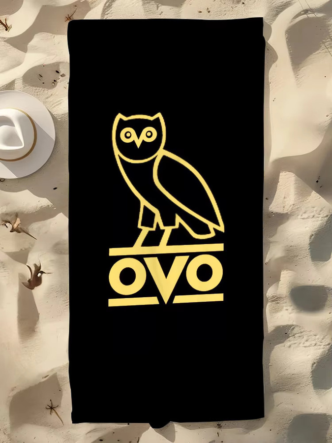 O-OVO Handtuch aus Mikrofaser mit Eulen-Grafik, schnell trocknend, Schwarz - Bild 6