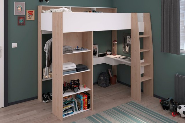 Parisot Hochbett Shelter 11 für Kinder in Weiß, Modernes Design, B/T/H: 119 x 132 x 204 cm