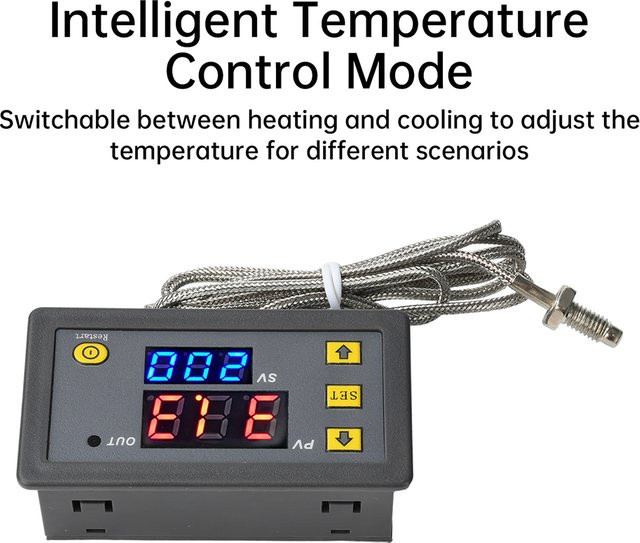 Aideepen W3230 Digitaler Temperaturregler mit M6 Gewinde K Thermoelement und Relais-Ausgang für DC 5V 12V 24V oder AC 110-220V Messbereich -60 °C bis 500 °C - Bild 1