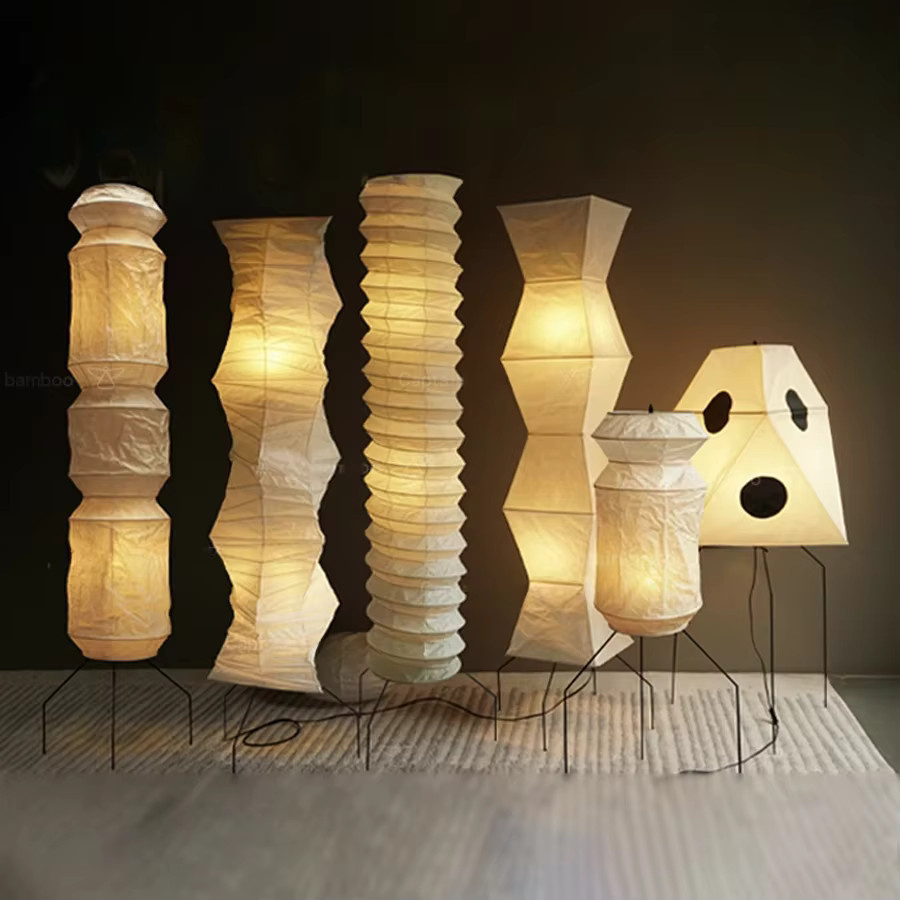 Akari Noguchi Yong LED Stehlampe aus Reispapier im japanischen Wabi-Sabi Design - Bild 2