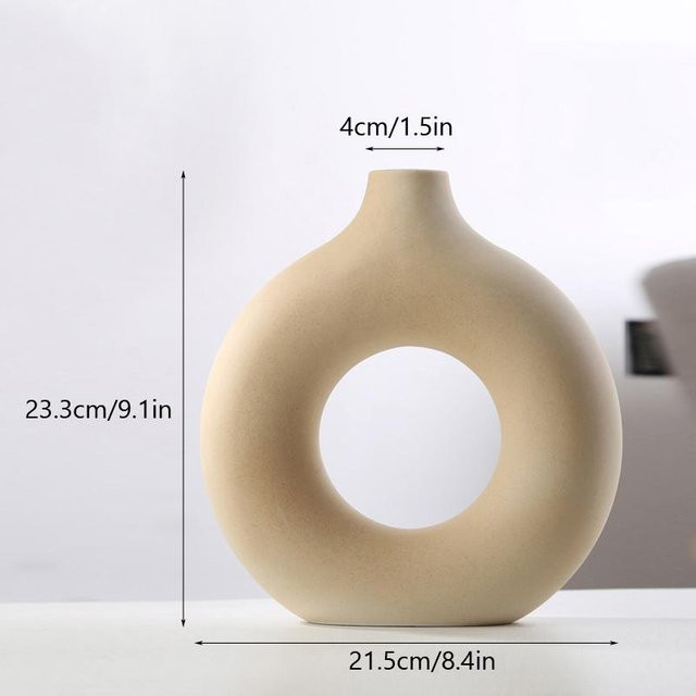 Nordische Keramikvase von Yiran Furniture in kreisförmigem Donut-Design für deine Wohnzimmer- und Schreibtischdekoration - Bild 1