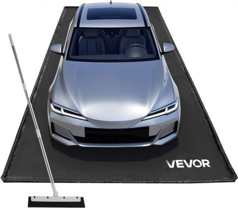 VEVOR Auffangmatte aus PVC in Schwarz mit Abziehbesen, rutschfeste und wasserdichte Garagenmatte zum Schutz vor Schnee, Regen und Schlamm, B: 240 cm, T: 550 cm, H: 0,3 cm - Bild 1