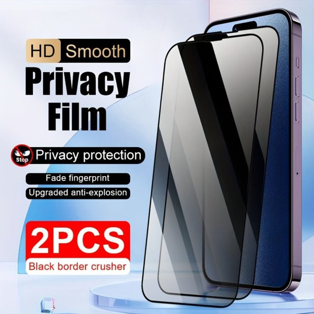 2er-Set Anti Spy Displayschutzfolie aus gehärtetem Glas für Apple iPhone 11 bis 16 Pro Max, transparent - Bild 1