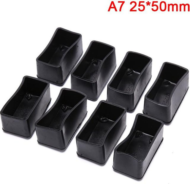 Sinlay Silikon-Stuhlbeinkappen in Schwarz, 8 Stück rechteckige rutschfeste Tischfußabdeckungen und Sockelprotektoren, B/T/H: 5,0 x 2,5 x 2,5 cm - Bild 1