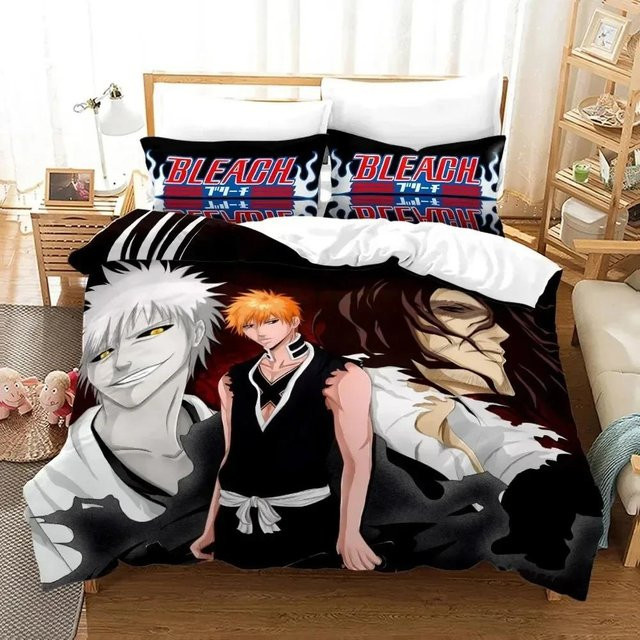 Bleach Kurosaki Ichigo Bettwäsche-Set mit Bettbezug und Kissenbezug, Schwarz, B/H: 70 x 133 cm - Bild 1