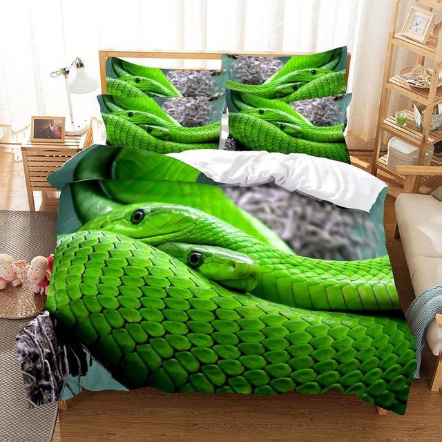 JMG Household Supplies Bettwäsche-Set mit 3D-Digitaldruck und Tiermotiv in Grün, B/H: 135 x 200 cm - Bild 1