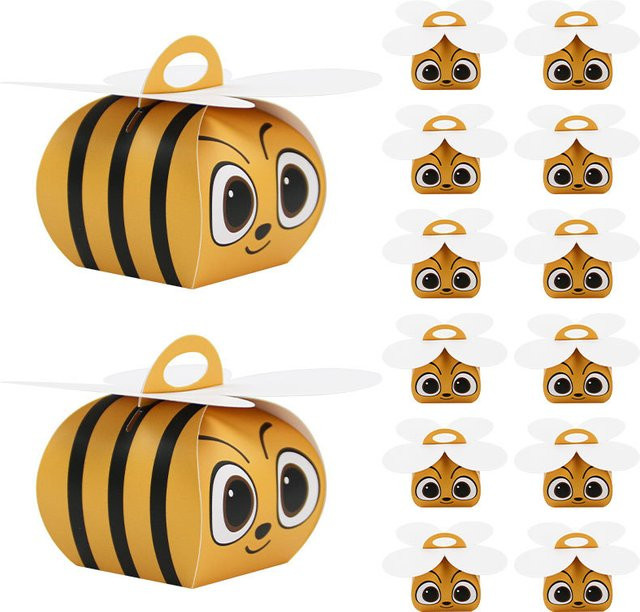 Bienen-Party-Geschenkboxen aus Papier in Gelb-Schwarz für Sommer-Geburtstage - Bild 1