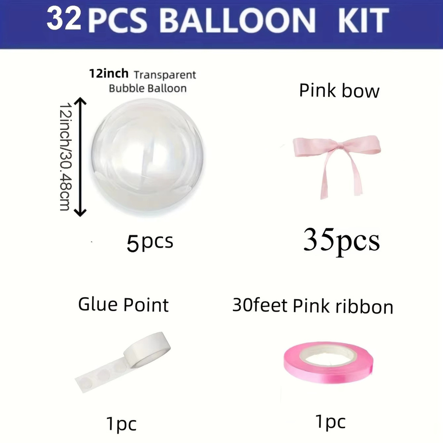 Bobo Ballons Rosa Schleifenknoten-Set zur Partydekoration für Geburtstag, Hochzeit und Camping - Bild 3