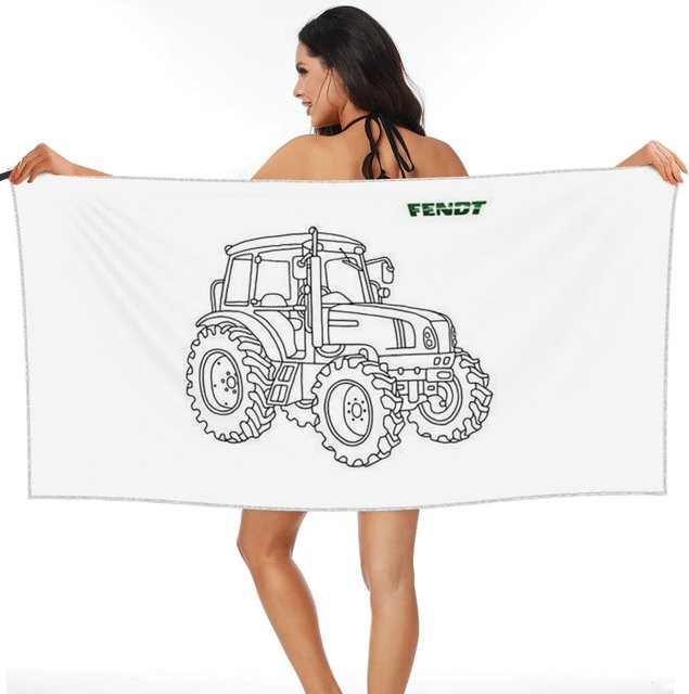 Fendt Traktor Strandtuch aus weißer Mikrofaser, schnelltrocknend und saugfähig, B: 80 cm, L: 160 cm - Bild 1