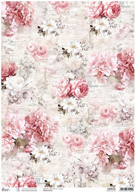 Motiv-Strohseide Timeless Bloom Ciao Bella in Pink, Format A3 - Bild 1