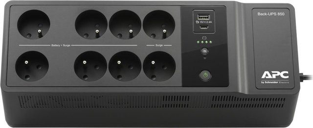 APC Back-UPS BE850G2-FR USV mit 850 VA und 520 Watt, 8 Ausgangsanschlüsse, USB-Anschlüsse, Schwarz - Bild 1