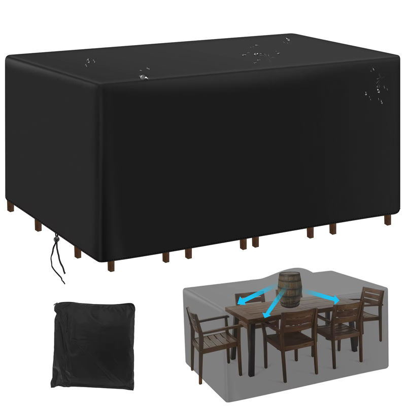 Wasserdichte und UV-beständige quadratische Terrassenmöbel-Abdeckung für Outdoor-Möbel in Schwarz und Silber - Bild 5