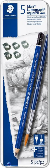 Staedtler Mars Lumograph Aquarell Bleistifte in Grau, 5er Set aus Holz - Bild 1