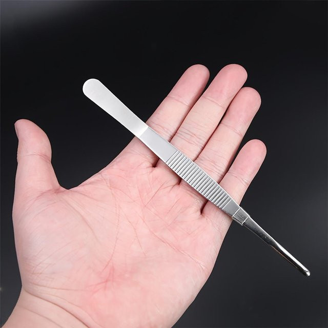 Multifunktionale Edelstahlpinzette mit geraden und gebogenen Spitzen in Weiß, 16 cm Länge - Bild 1