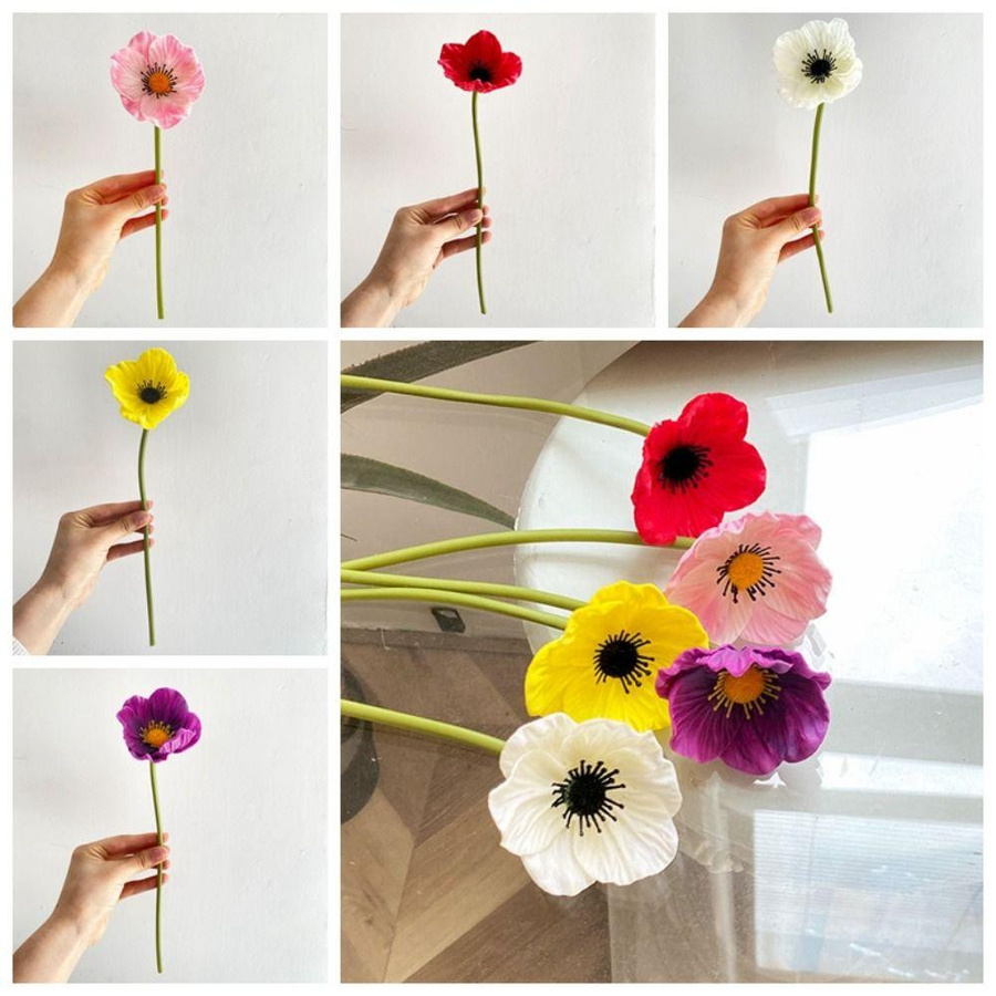 Vinde Home Handgefertigte künstliche Mohnblumen aus PU in Rot, Höhe: 29 cm - Bild 1