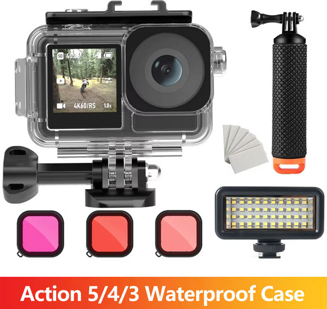DJI OSMO Action 5 PRO, 4 und 3 Wasserdichtes Tauchgehäuse Set mit Schutzhülle für deine Action Kamera, transparent - Bild 1