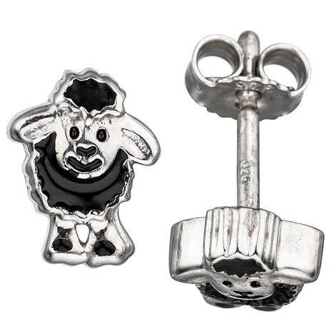 Colkid Kinder Ohrstecker schwarzes Schaf, 925 Silber - Bild 1