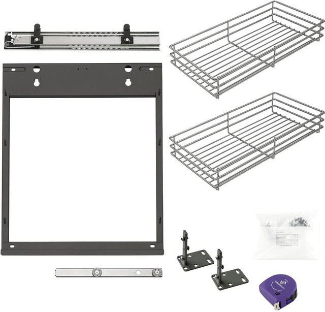vasalat Peka Slim Schrankauszug Set für Küchenschrank KB 250 mit Einhängekorb in Anthrazit und Silber - Bild 1