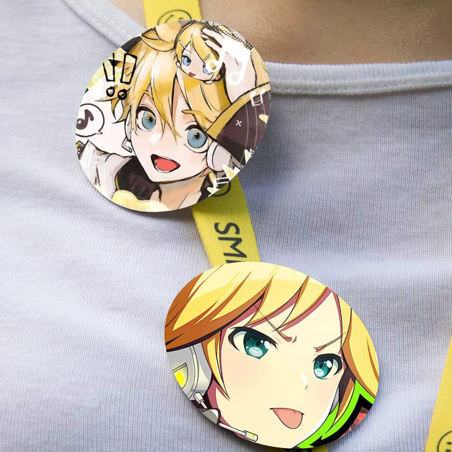 K-kagamine-E Len Runde Snap-in-Broschen, Rockband-Anstecknadeln - Bild 3