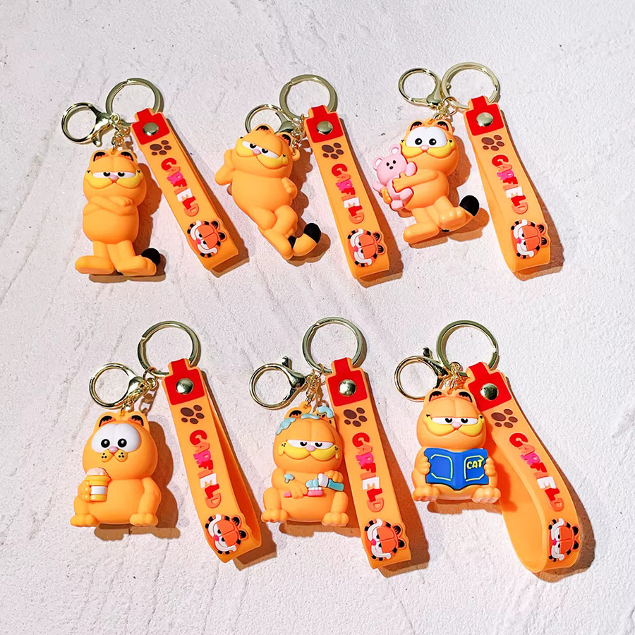 Bandai Garfield Schlüsselanhänger-Set, 3D-PVC, Milchbecher & Teddybär-Anhänger - Bild 1