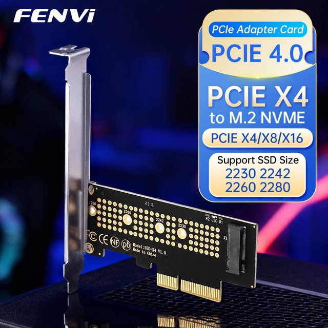 FENVI M.2 NVMe zu PCI-E X4 Konverter Adapter für SSD M-Key, Erweiterung auf PCIe X4 X8 X16, Schwarz - Bild 1