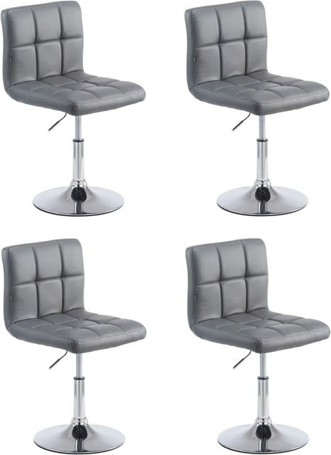 4er Set DELUKE Barhocker BANGKO in Grau aus Kunstleder, höhenverstellbare Barstühle mit Lehne und 360 Grad Drehbarkeit, B/T/H: 44 x 49 x 74 cm - Bild 1