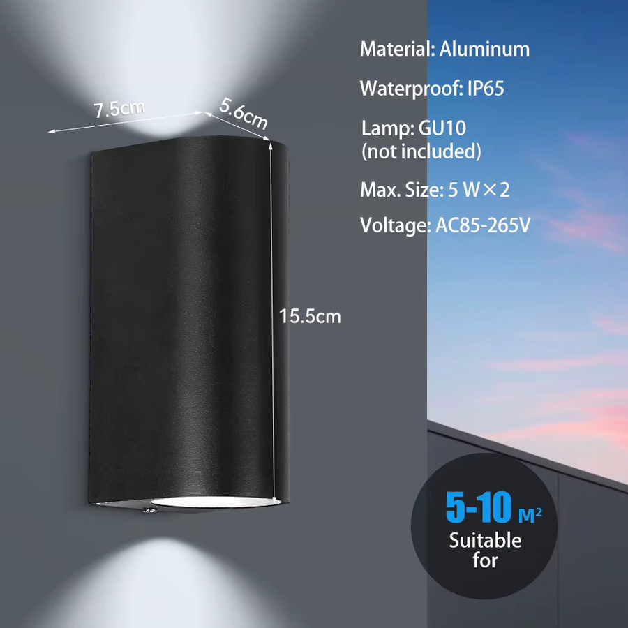 CANMEIJIA Moderne Wandleuchte aus Metall in Schwarz mit E27 Fassung für Innen und Außen - Bild 3