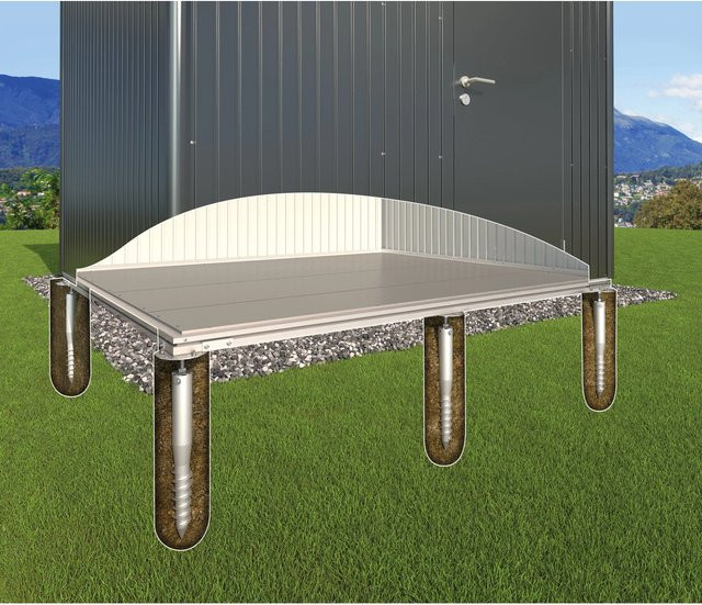 Biohort SmartBase Plus Fundament für Gerätehaus Europa 4 in Silber, B/T: 222 x 222 cm - Bild 1
