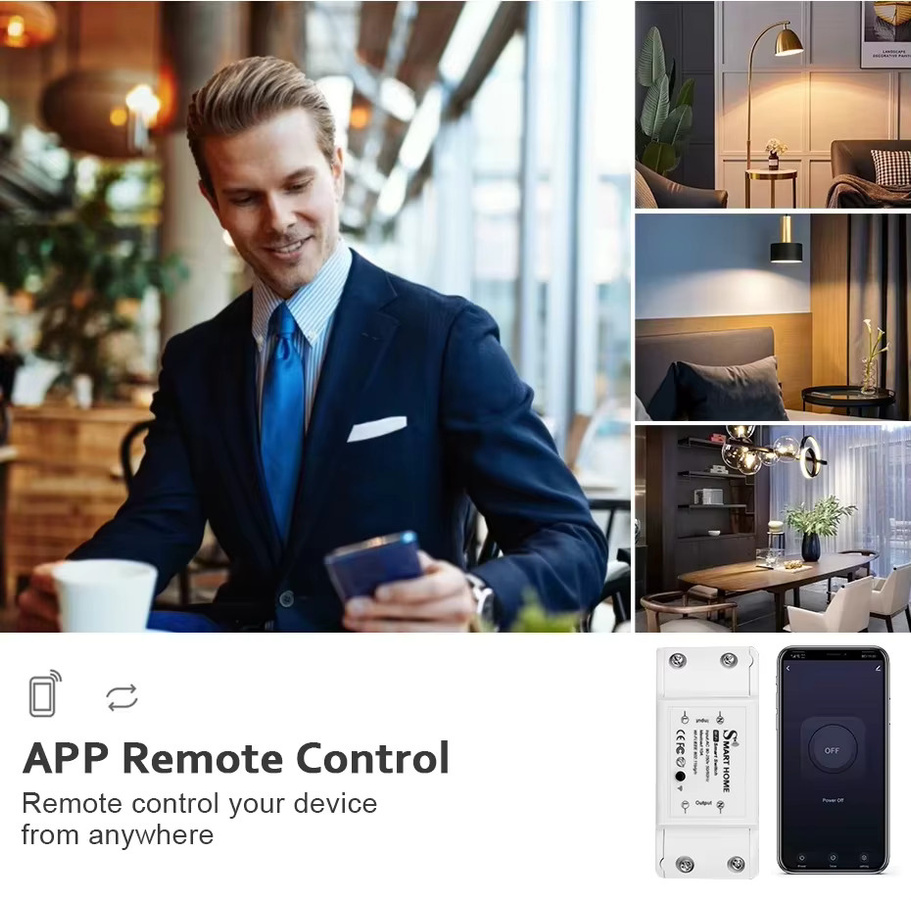Szaoju Tuya Smart WiFi Kabelloses DIY-Modul für Lichtschalter, Weiß, Kompatibel mit Alexa und Google Home - Bild 3