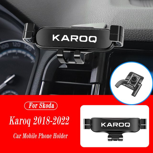 Handyhalterung für Skoda Karoq 2018-2022 mit Schwerkraft-Mechanismus für die Lüftungsschlitze, Schwarz - Bild 1