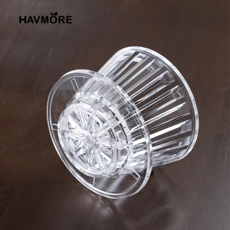 HAVMORE Wave Coffee Dripper Crystal Eye Pour Over Set mit 50 Kaffeefiltern, transparent/weiß - Bild 2