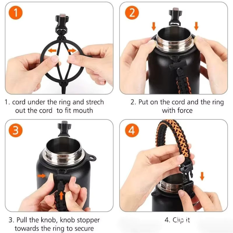 Paracord Flaschenhalter als tragbare Handschlaufe für Wasserflaschen in der Farbe Cupful - Bild 3