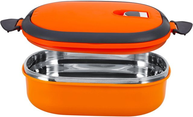 Isolierte Brotdose aus Edelstahl von mfySpace, auslaufsicher, Orange/Grau - Bild 1