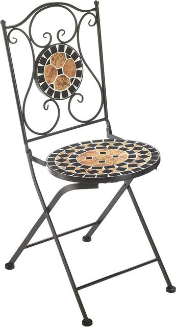 Kobolo Gartenklappstuhl aus Metall mit Mosaik-Design in Schwarz und Multicolour, Höhe: 90 cm - Bild 1